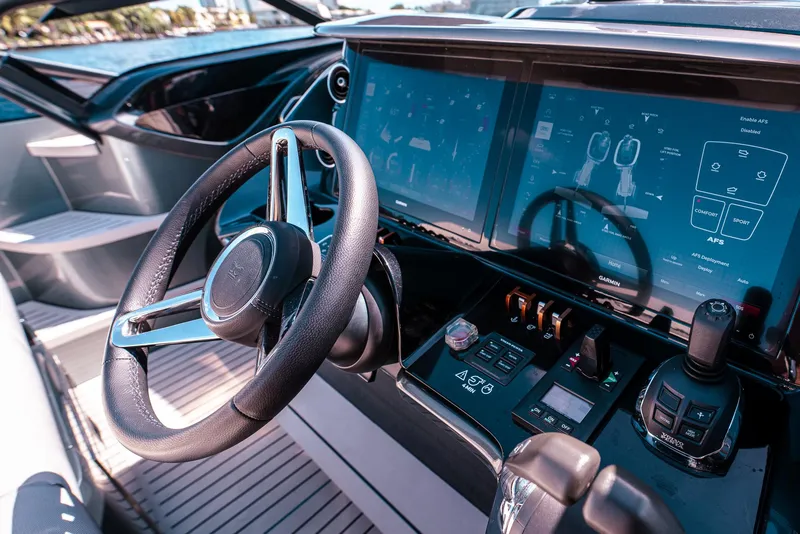 Slide: The Image of Luxury yacht cockpit of 2022 Princess R Class 35 with advanced navigation displays. - 20