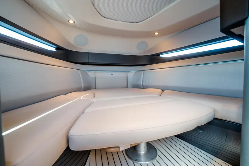 Slide: The Image of Luxurious interior of 2022 Princess R Class 35 yacht with modern seating and ambient lighting. - 27