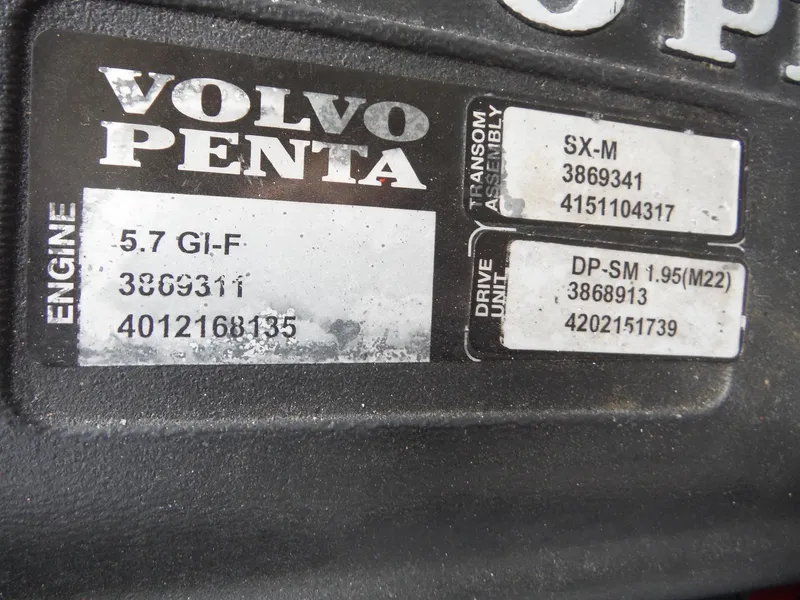 Slide: The Image of 2006 Four Winns 255 Sundowner Volvo Penta engine label, model 5.7 GI-F, serial 3869311. - 24