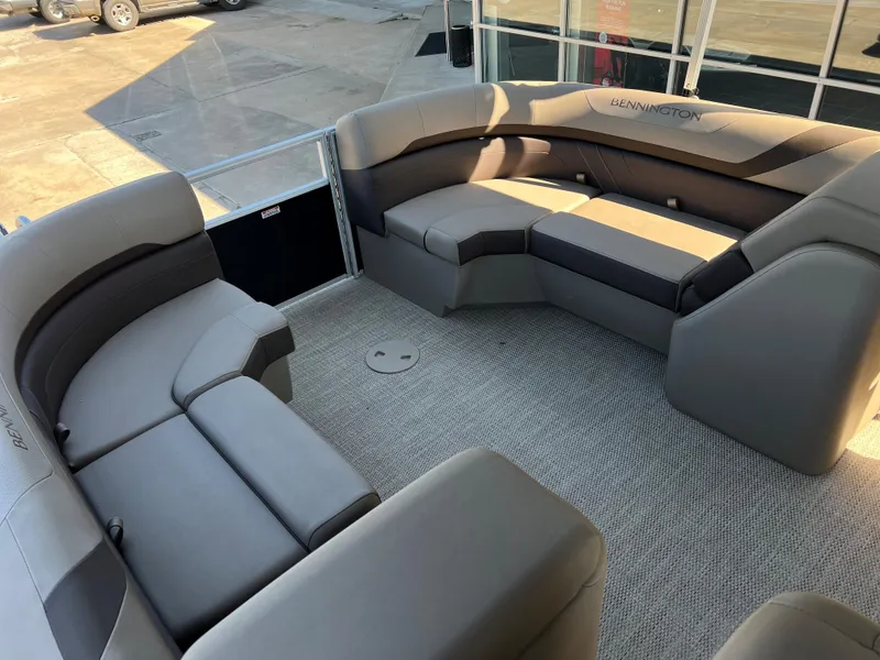 Slide: The Image of 2024 Bennington 22 SXSR boat interior with spacious seating and modern design. - 12