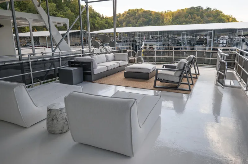 Slide: The Image of Luxurious outdoor seating area on a 2007 Sharpe 20 x 100 houseboat. - 45