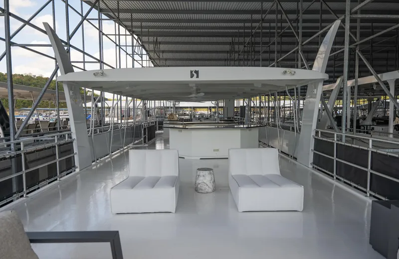 Slide: The Image of 2007 Sharpe 20 x 100 houseboat with spacious upper deck and modern seating. - 46