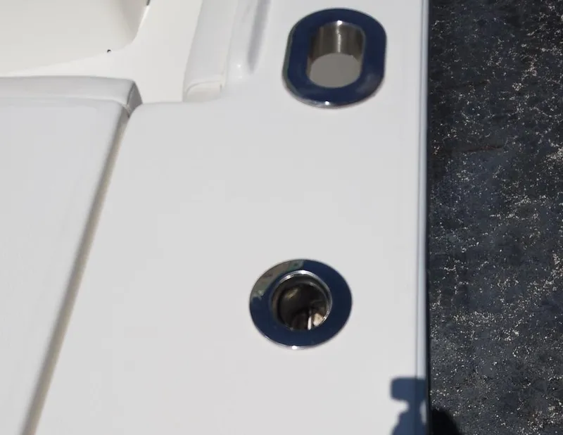 Slide: The Image of Close-up of 2024 Regulator 28 boat deck fittings. - 24