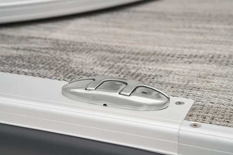 Slide: The Image of 2024 Ranger Reata 243C boat deck with stainless steel cleat. - 15