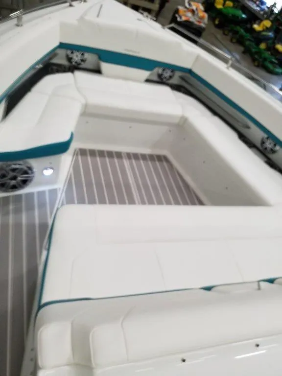 Slide: The Image of 2020 Formula 430 All Sport Crossover boat with spacious white seating area. - 21