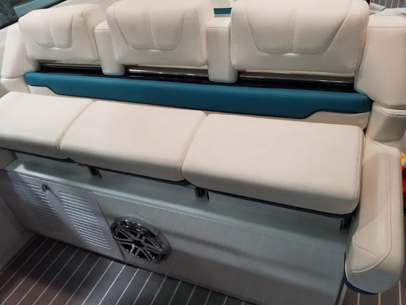 Slide: The Image of 2020 Formula 430 All Sport Crossover boat interior seating with speaker. - 25