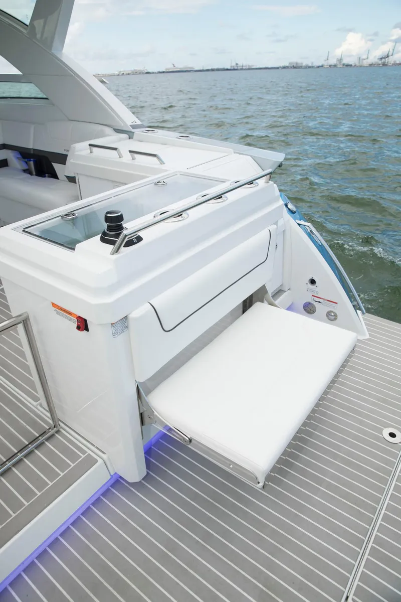Slide: The Image of 2020 Formula 430 All Sport Crossover boat with extended swim platform. - 37