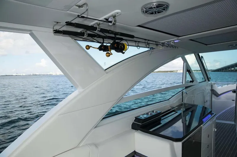 Slide: The Image of Interior view of 2020 Formula 430 All Sport Crossover yacht with fishing rods. - 38