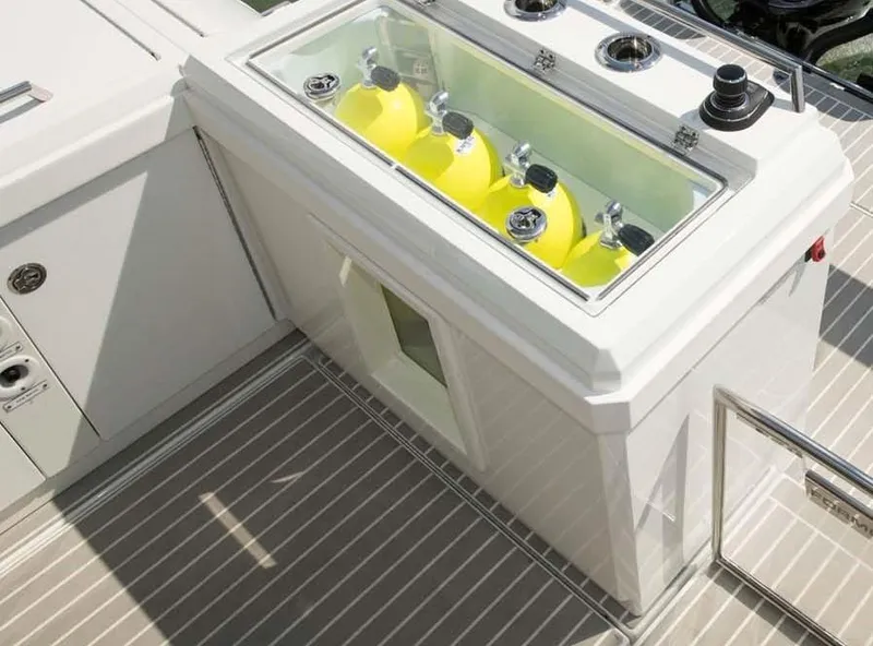 Slide: The Image of 2020 Formula 430 All Sport Crossover boat with scuba tank storage. - 42