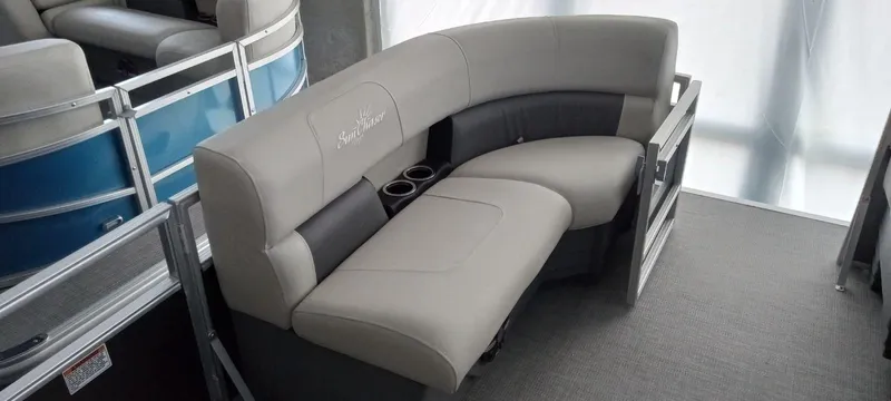 Slide: The Image of 2024 SunChaser Vista 20 CRB pontoon boat interior seating with cup holders. - 13