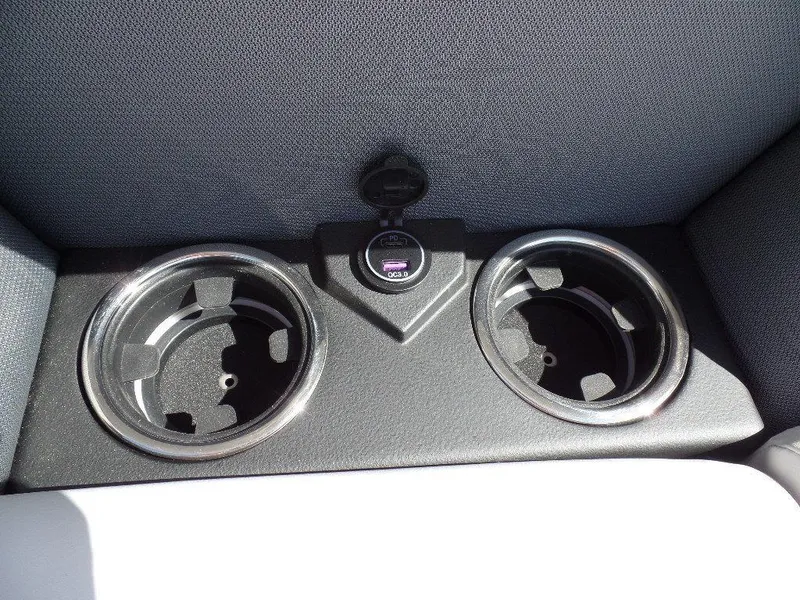 Slide: The Image of Dual cup holders with USB port on 2024 Harris Sunliner 230 boat. - 6