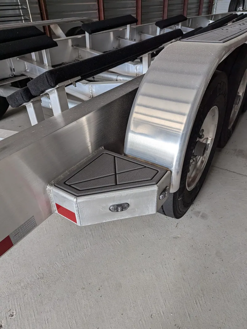 Slide: The Image of Trailer for 2020 Mystic Powerboats M4200, featuring aluminum construction and dual wheels. - 44