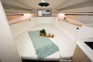 Slide: The Image of 2024 Regal 28 Express cabin interior with cozy seating and decor. - 25