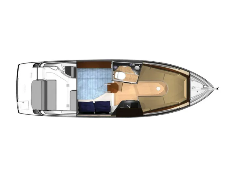 Slide: The Image of Top view layout of 2024 Regal 28 Express boat interior. - 4