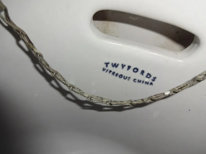 Slide: The Image of Close-up of Twyfords vitreous china label on a Cheoy Lee 36 Offshore Flying Buffalo, 1966. - 36