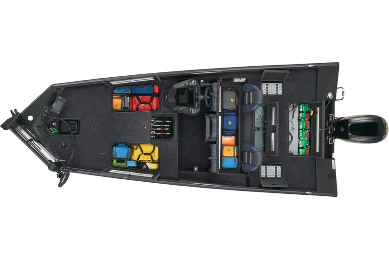 Slide: The Image of 2024 Ranger RT188 fishing boat interior with organized storage compartments and seating. - 17
