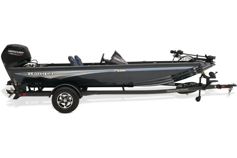 Slide: The Image of 2024 Ranger RT188 fishing boat on trailer with Mercury outboard motor. - 18