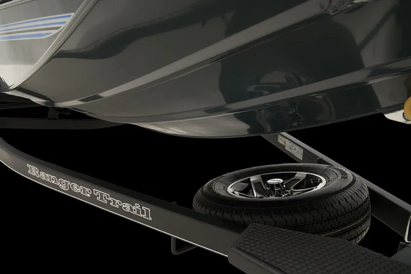 Slide: The Image of 2024 Ranger RT188 boat on RangerTrail trailer with spare tire. - 26
