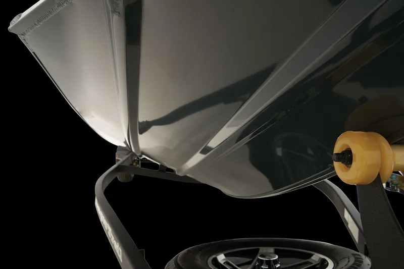 Slide: The Image of 2024 Ranger RT188 boat hull and trailer close-up. - 27