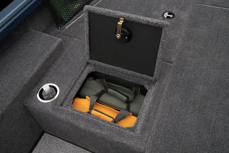 Slide: The Image of 2024 Ranger VS1782SC Reata boat storage compartment with gear bag. - 37