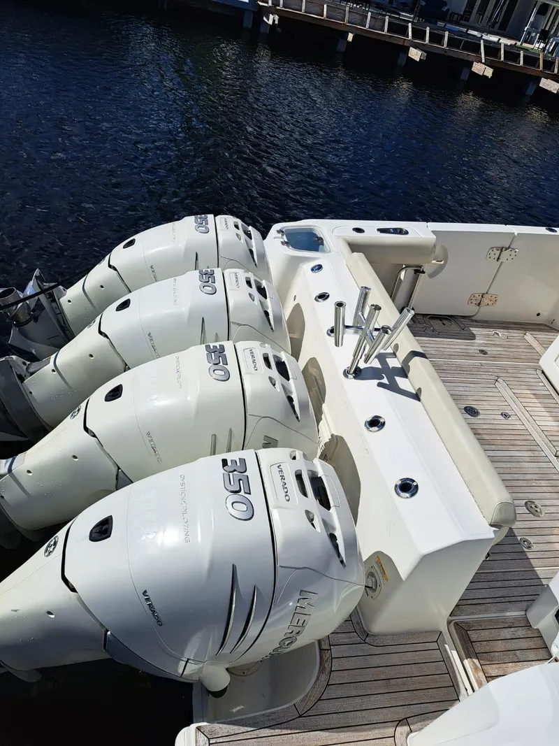 Slide: The Image of 2016 Boston Whaler 420 Outrage with quad 350 HP engines. - 27