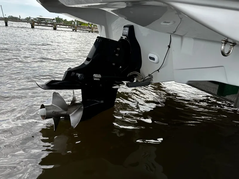 Slide: The Image of 2016 Crownline 285 SS boat stern drive propeller in water. - 6