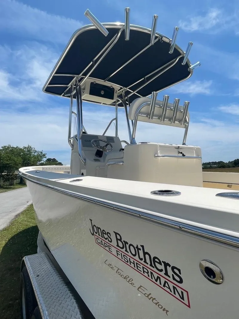 Slide: The Image of 2024 Jones Brothers Cape Fisherman 23 center console boat with Garmin navigation. - 22