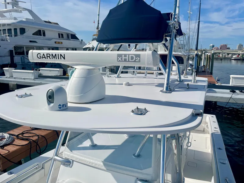 Slide: The Image of 2019 Invincible 39 Open Fisherman with Garmin xHD2 radar at marina. - 11
