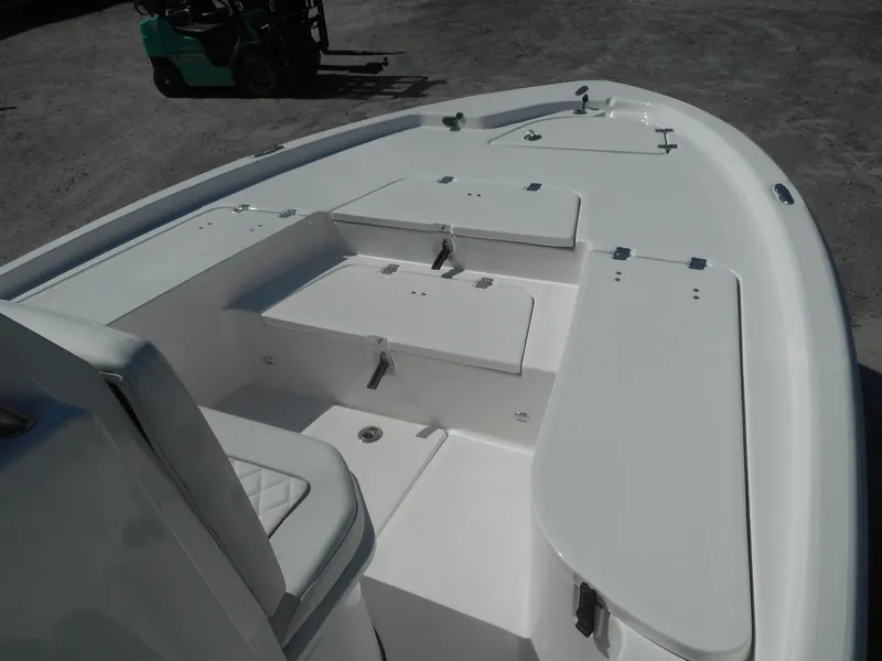 Slide: The Image of 2024 Sea Fox 231 BAYFOX boat interior with storage compartments. - 12