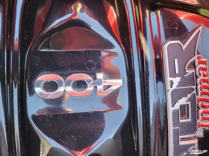 Slide: The Image of Close-up of 2016 Tigé Z3 Indmar engine cover with logo. - 24