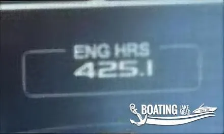 Slide: The Image of 2016 Tigé Z3 boat engine hours display showing 425.1 hours, Boating Lake Mead logo. - 25