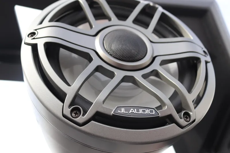 Slide: The Image of Close-up of JL Audio speaker on 2024 Nautique GS22 boat. - 20