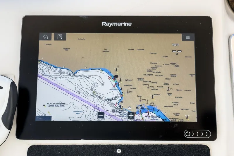 Slide: The Image of Raymarine navigation system on 1997 Sea Ray 420 Aft Cabin yacht. - 29
