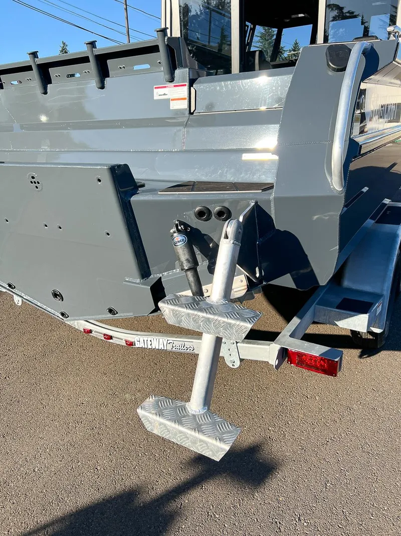 Slide: The Image of 2023 Stabicraft 2250 UltraCab WT boat rear view on trailer. - 24