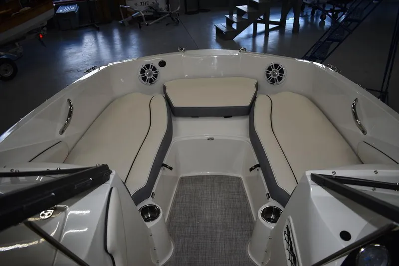 Slide: The Image of 2024 Stingray 191DC boat interior with spacious seating and modern design. - 25