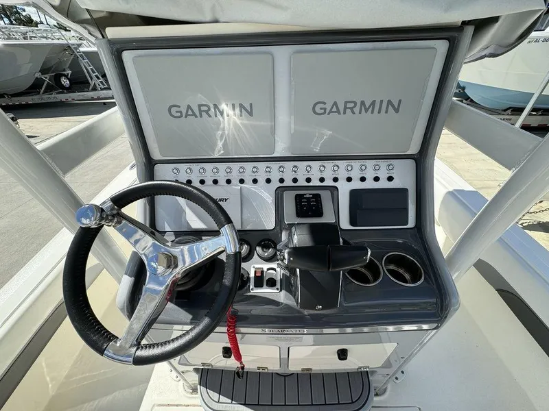 Slide: The Image of 2023 ShearWater 270 Carolina Open boat console with Garmin electronics. - 11