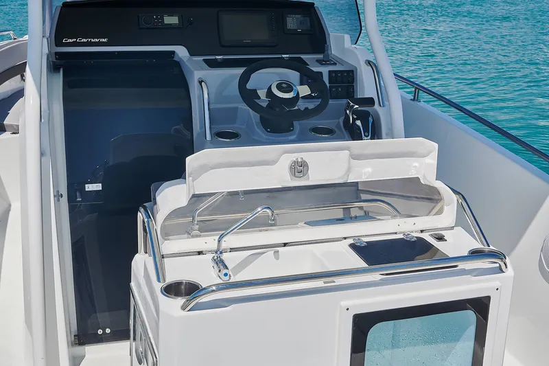 Slide: The Image of 2024 Jeanneau Leader 7.5 CC S3 cabin interior with seating and storage. - 15