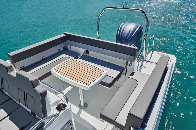 Slide: The Image of 2024 Jeanneau Leader 7.5 CC S3 cabin interior with cushions. - 16