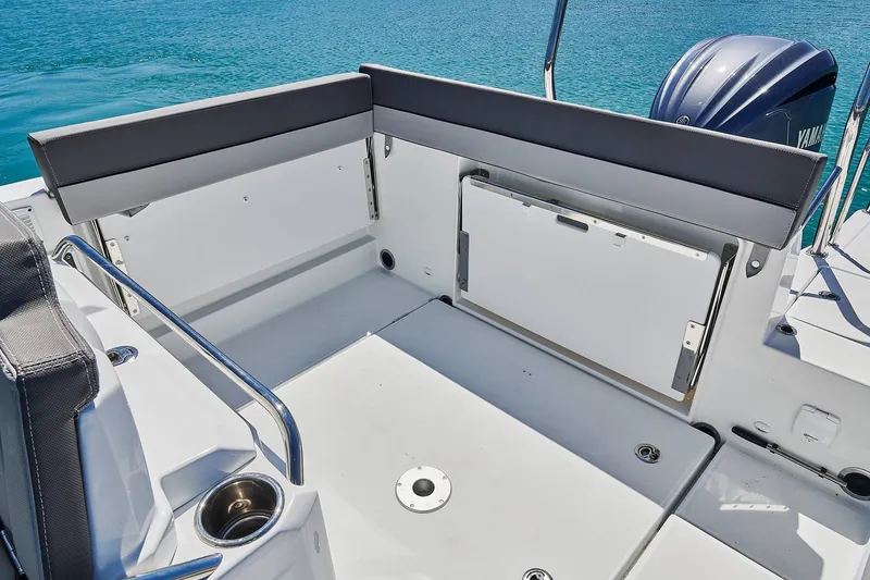 Slide: The Image of 2024 Jeanneau Leader 7.5 CC S3 boat cockpit with Garmin navigation system. - 8