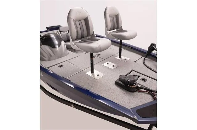 Slide: The Image of 2023 G3 1710 PFX boat interior with two seats and fishing equipment. - 4