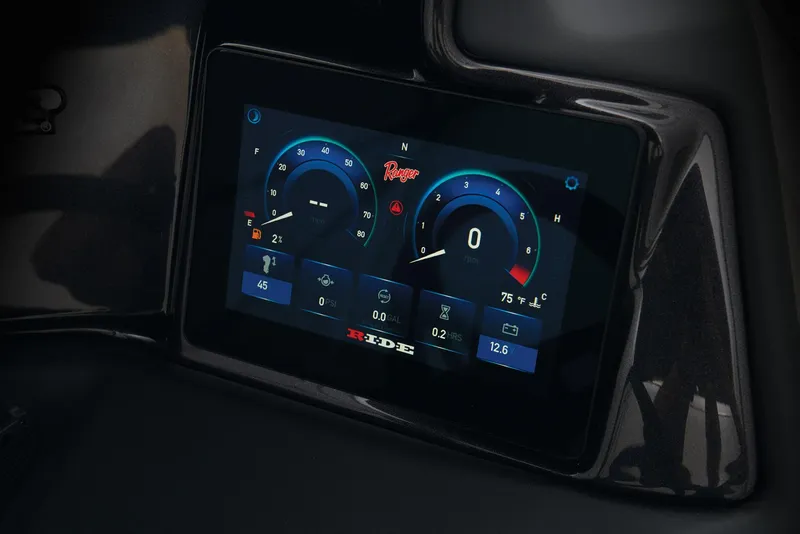 Slide: The Image of 2024 Ranger Reata 220C digital dashboard display. - 29