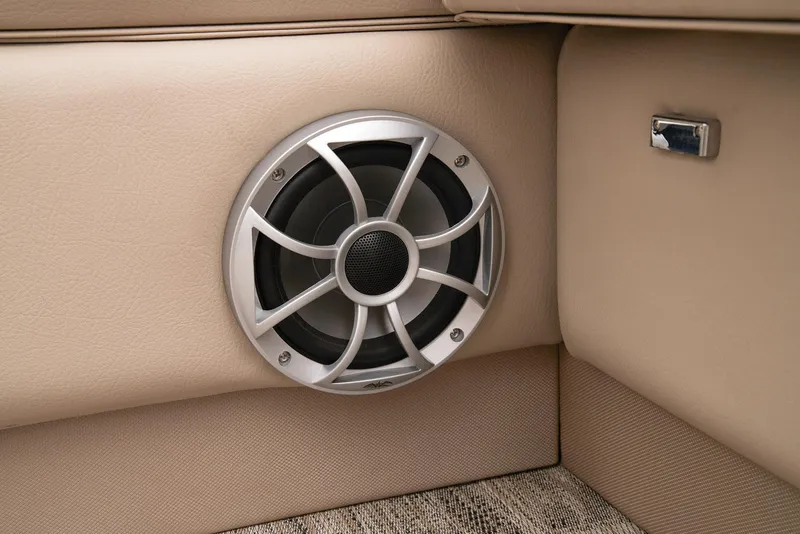 Slide: The Image of 2024 Ranger Reata 220C interior speaker detail with beige upholstery. - 45