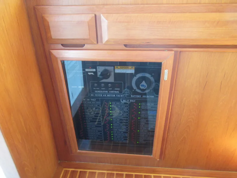 Slide: The Image of Electrical control panel on a 2010 DeFever 48 Offshore yacht. - 38