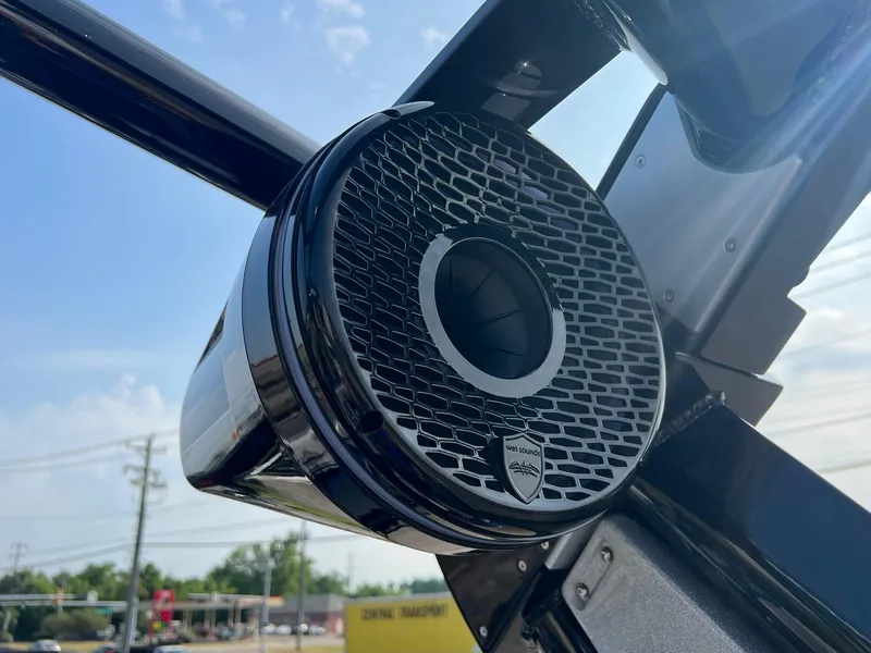 Slide: The Image of Close-up of a speaker on a 2024 Centurion Ri245 boat. - 10