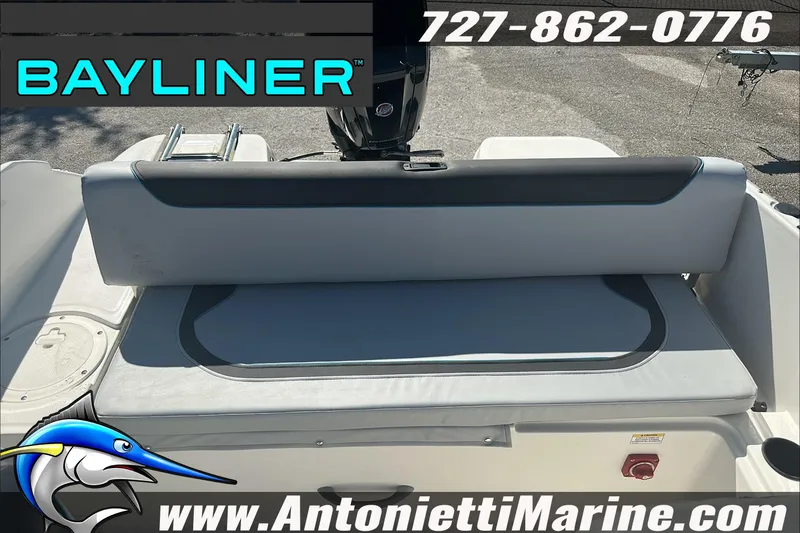 Slide: The Image of 2024 Bayliner Element M19 boat interior with seating, displayed by Antonietti Marine. - 13