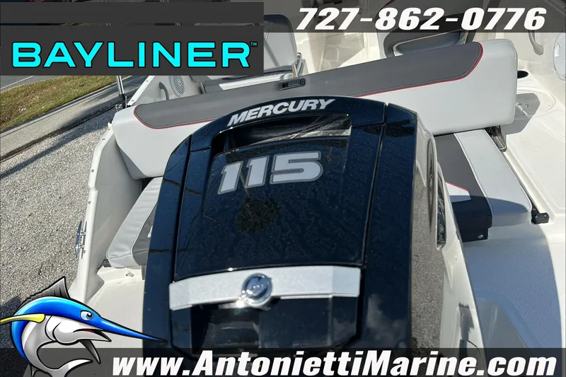 Slide: The Image of 2024 Bayliner Element M19 with Mercury 115 engine, showcased by Antonietti Marine. - 10