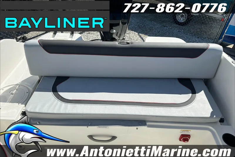 Slide: The Image of 2024 Bayliner Element M19 boat interior with seating, displayed at Antonietti Marine. - 14