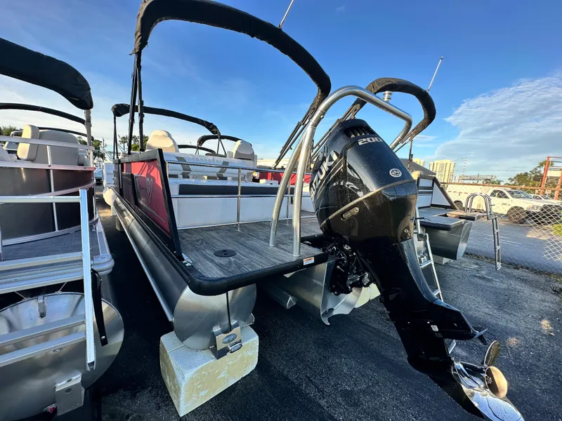 Slide: The Image of 2023 Viaggio Diamante S pontoon boat with outboard motor. - 7