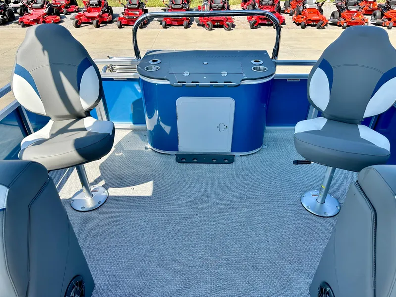 Slide: The Image of 2023 Tahoe Pontoon 23FT Sport 85 Center Console Fish interior with seating and console. - 9