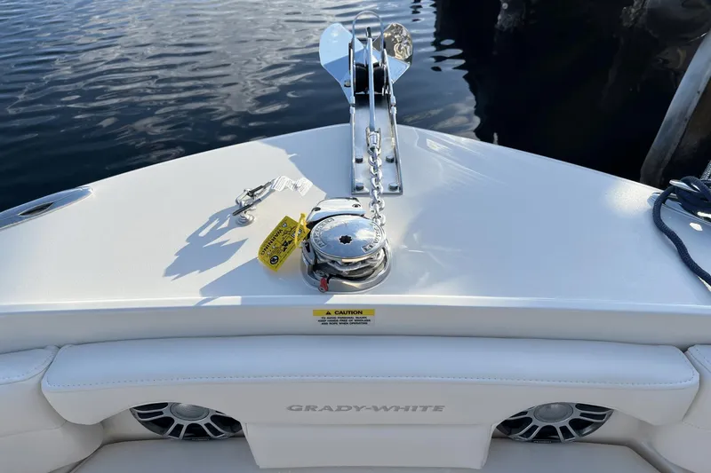 Slide: The Image of 2024 Grady-White Freedom 235 boat anchor and deck details. - 22